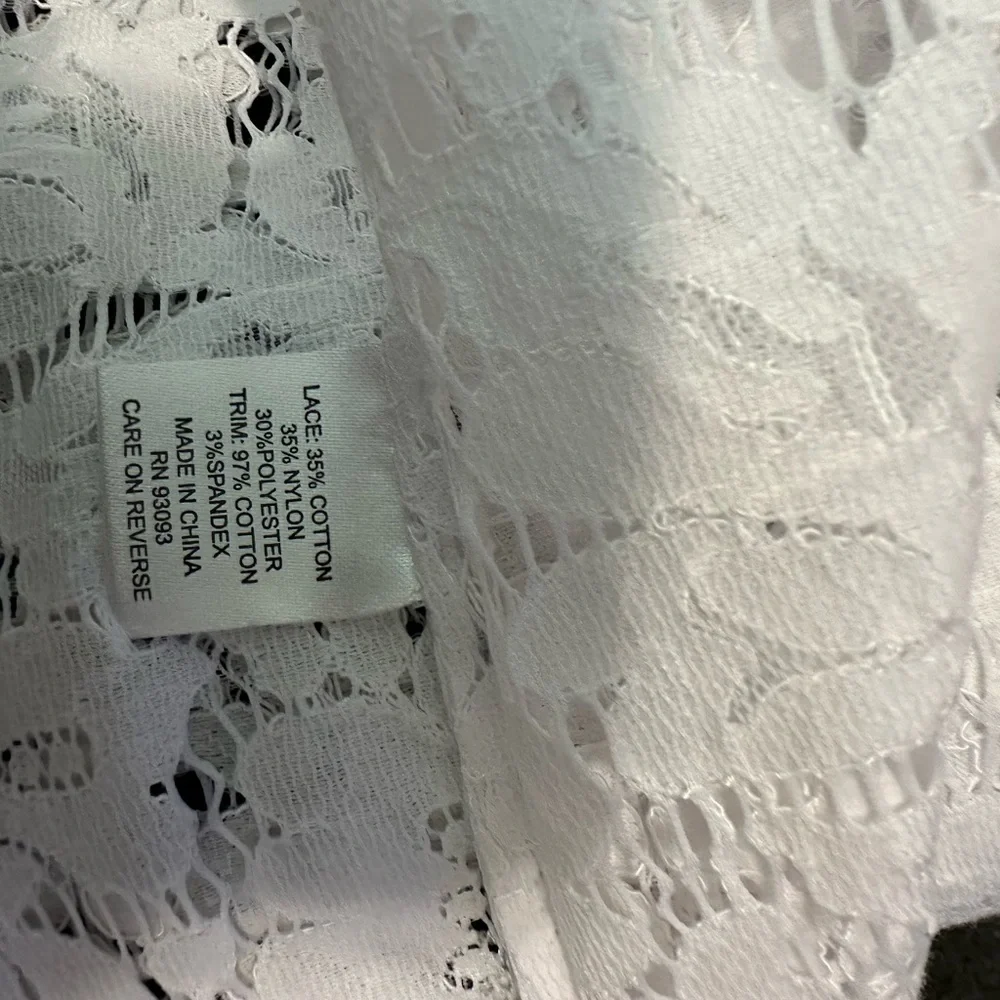 Tyler Boe White Sheer Floral Lace Popover Splitneck Tunic/BathingSuit Cover Med. - Picture 7 of 9